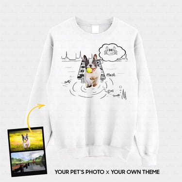Personalized Line Art Gift Idea - Scene Sketching For Dog Lover - Standard Crew Neck Sweatshirt